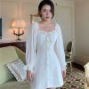 White Vintage Beautiful Lace Corset Dress Lolita Style Off The Shoulder Cottage Core Vintage Mini Lady Dresses
