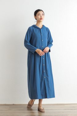 Winter Autumn Thick Cotton Dress Hooded Long Sleeves Dress Linen Dress I Can Make It In Heavier Fabric