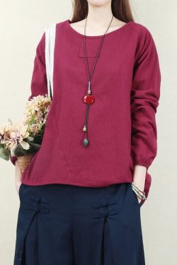 Winter Autumn Thick Cotton Tops Long Sleeves Dress Linen Blouse I Can Make It In Heavier Fabric
