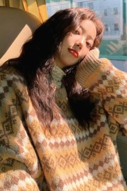 Winter Knit Sweaters For Women Pullover Top Vintage Long Loose Sweaters Warm Korea Fashion Kawaii Jersey Jumper