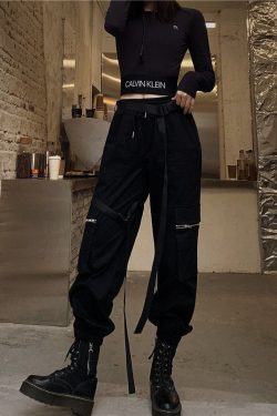 Women's Cargo Pants & High Waisted Techwear Pants Rave Streetwear Goth Punk