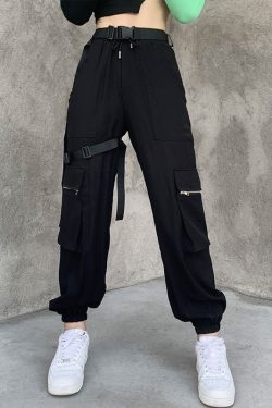 Women's Cargo Pants & High Waisted Techwear Pants Rave Streetwear Goth Punk