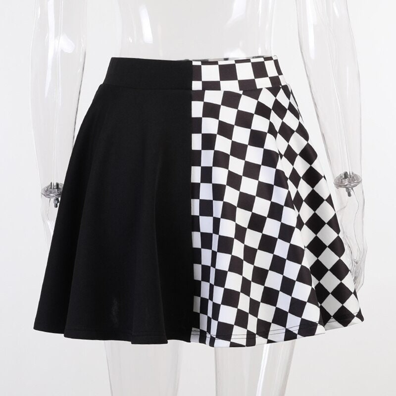 Women's Checkered Plaid & Patchwork Designed High Waisted Sexy A Line Mini Skirt Streetwear Gothicwear Y2k Punkwear Grunge Egirl