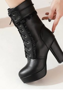 Women's High Heels Biker Boot Motorcycle Boot Platform Shoes Chunky Shoes Gothic Boots Goth Shoes Lace Up Shoes Goth Platform Shoes