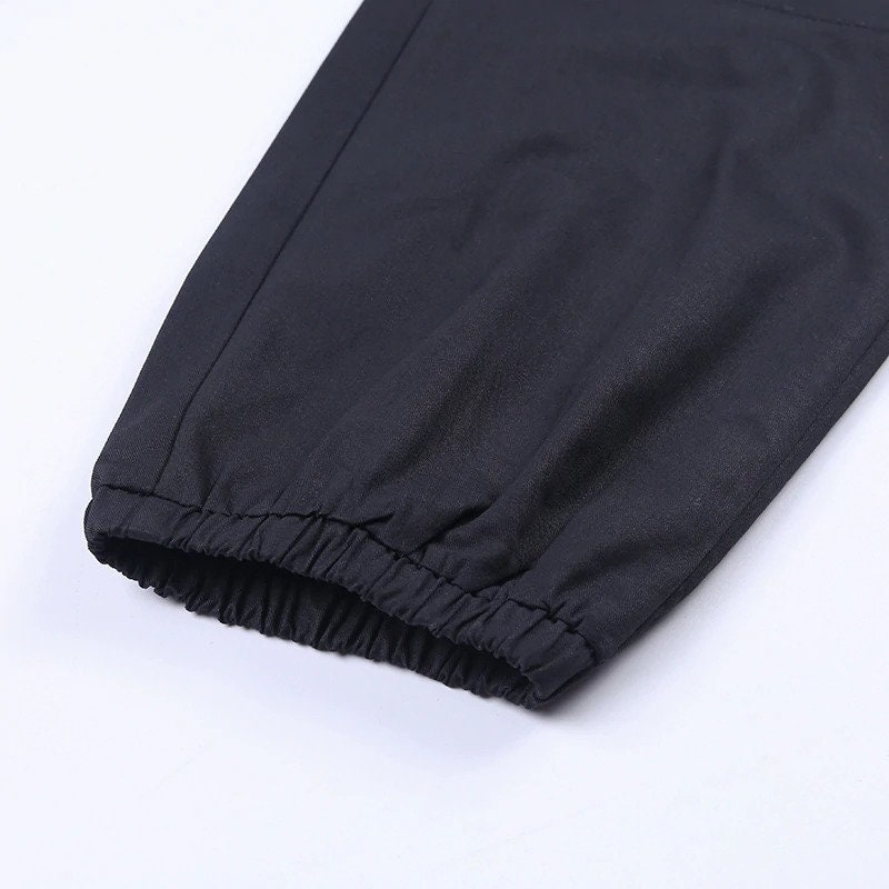 Women's High Waisted Buckle Belt Decorated Black Loose Cargo Pants Streetwear Gothicwear Harajuku Punkwear Autumnwear Egirl