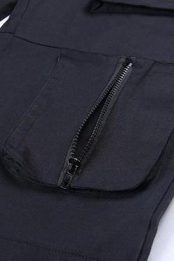 Women's High Waisted Buckle Belt Decorated Black Loose Cargo Pants Streetwear Gothicwear Harajuku Punkwear Autumnwear Egirl