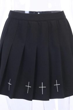 Women's High Waisted Cross Print Pleated Sexy Lolita Mini Skirt Streetwear Gothicwear Ravewear Punkwear Harajuku Autumnwear