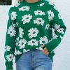 Women's Knitwear Turtleneck Pullover Floral Sweater For Women