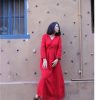 Women Cotton Dress Casual Loose Robes Long Sleeves Shift Dresses Maxi Tunics Customized Plus Size Clothing Linen