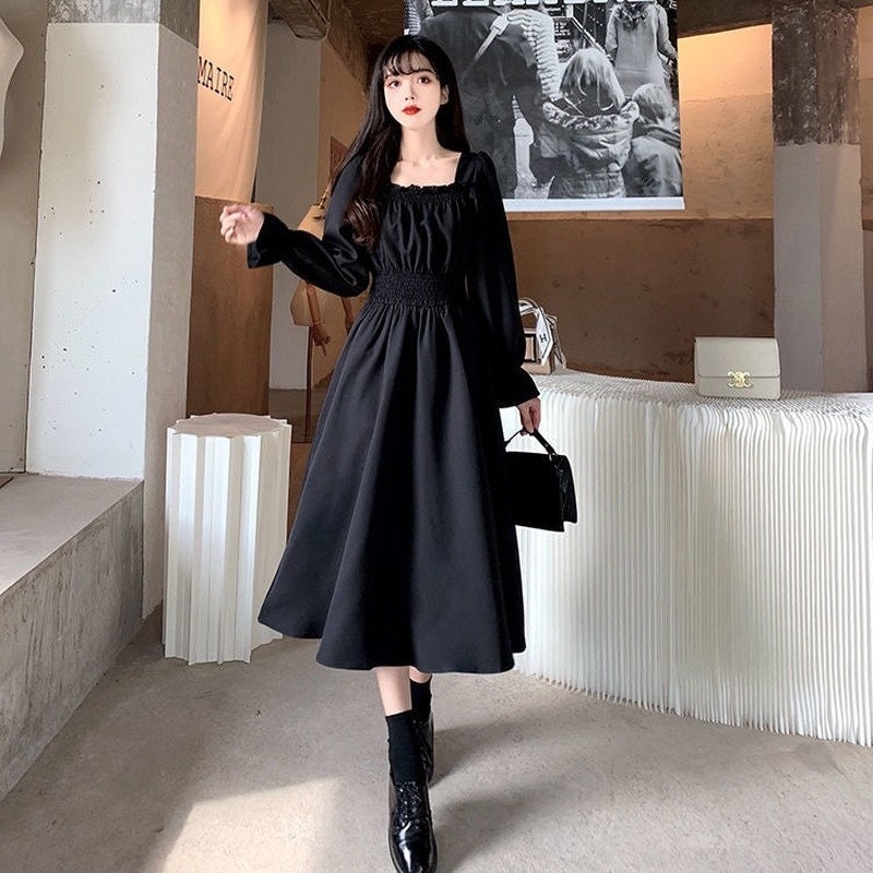 Women Dress French Dress Elegant Dress Vintage Dress Tea Party Dress Retro Dress Midi Dress Long Sleeve Dress