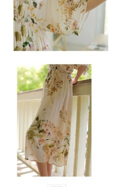 Women Dress Rose Flora Dress Cottagecore Dress Vintage Nightgown Bridal Nightgown V Neck Elegant Dress Night Dress