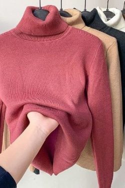 Women Elegant Sweater Turtle Neck Winter Sweater Pullover Loose Sweater Knitwear Jumper Thick Warm Jumper