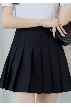 Women High Waist Folded Skirt Y2k Summer Casual Kawaii A Line Plaid Black Tennis Japanese School Uniform Mini Skirts For Girls