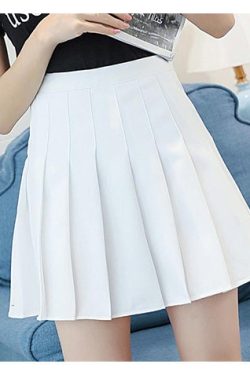Women High Waist Folded Skirt Y2k Summer Casual Kawaii A Line Plaid Black Tennis Japanese School Uniform Mini Skirts For Girls