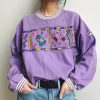 Women Hoodies Purple 2020 Autumn Round Neck Young Girls Female Printed Clothes Loose Cute Women Pullover Sweatershirts Oversize