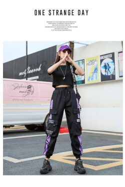 Women Jogger Casual Sports Summer Girls Hip Hop Streetwear Pants Fashion Cargo Pants Female Dance Sweatpants Pants Black