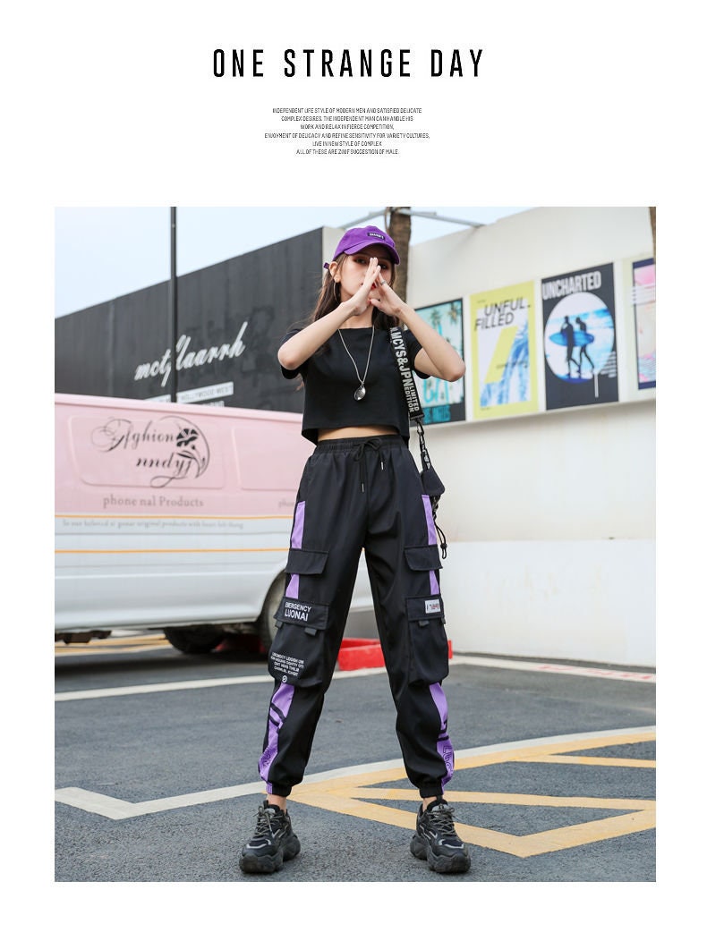 Women Jogger Casual Sports Summer Girls Hip Hop Streetwear Pants Fashion Cargo Pants Female Dance Sweatpants Pants Black