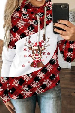 Women Lady Jumper Pullover Sweater Coat Christmas Winter Ladies Splice Tops Warm Brief Polyester Sweatshirts Clothing