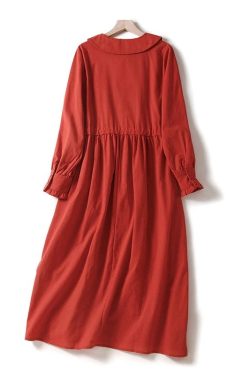 Women Linen Dress Custom Dress Loose Fitting Dress Midi Dress Long Sleeves Dress Midi Dress Causal Linen Dress
