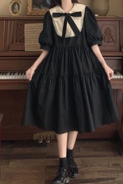 Women Lolita Dress Kawaii Elegant Vintage Dresses Summer Sweet Cute Puff Sleeve Preppy Style Sundress Fashion Robe