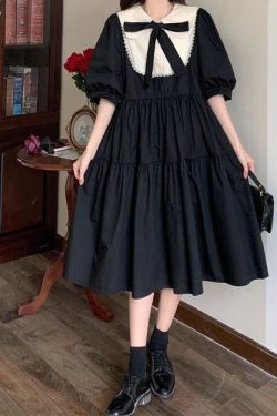 Women Lolita Dress Kawaii Elegant Vintage Dresses Summer Sweet Cute Puff Sleeve Preppy Style Sundress Fashion Robe