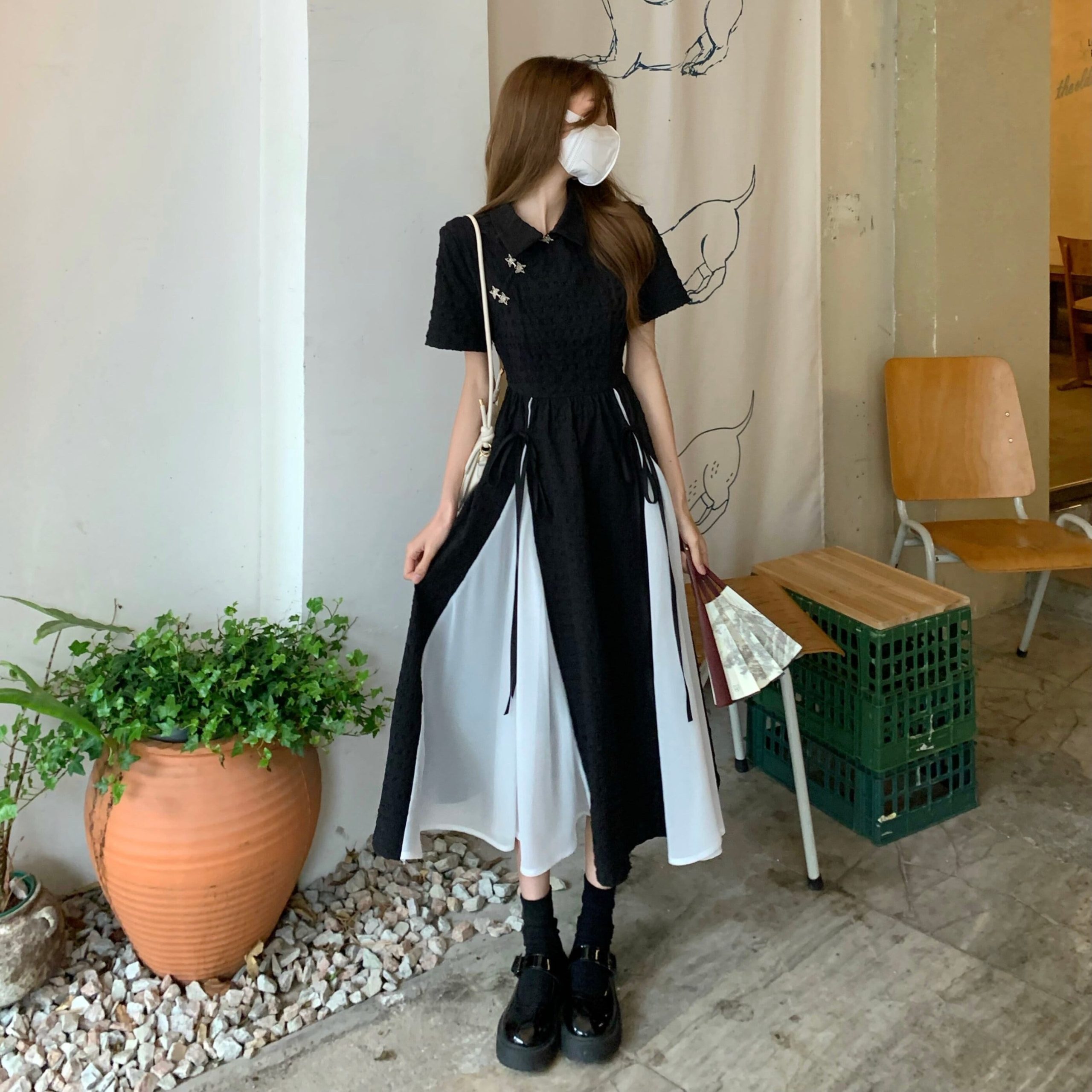 Women Midi Dresses Bandage Design Elegant Temperament Korean Style Lady A Line Trendy Casual Summer Vestas's