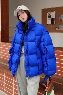 Women Parkas Warm Down Cotton Short Jacket Thick Knitted Loose Puffer Coat Stand Collar Female Outwear Coats Winter Fashion