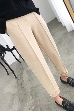Women Pencil Pants 2023 Spring Winter Trousers Ol Style Wool Female Work Suit Pant Loose Female Trousers Capris Thicken