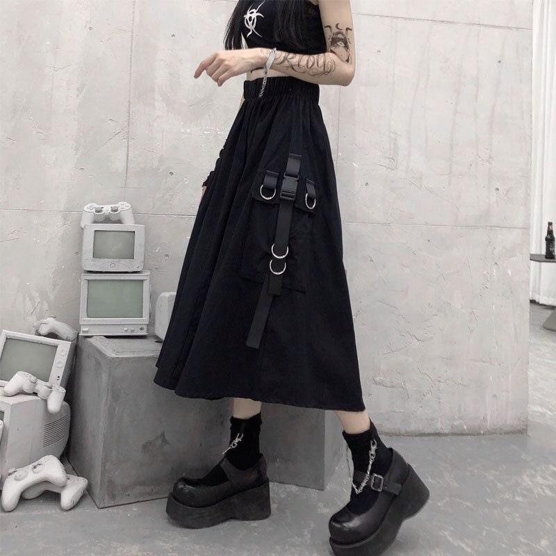 Women Skirt Vintage Skirt Harajuku Skirt Cyberpunk Skirt Punk Clothing Gothic Skirt Alt Clothing