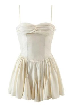 Women Slip Corset Dress Vintage Lolita Dress Mini Pleated Dress Mini Dress Sleeveless Homecoming Dress Strap Sun Dress