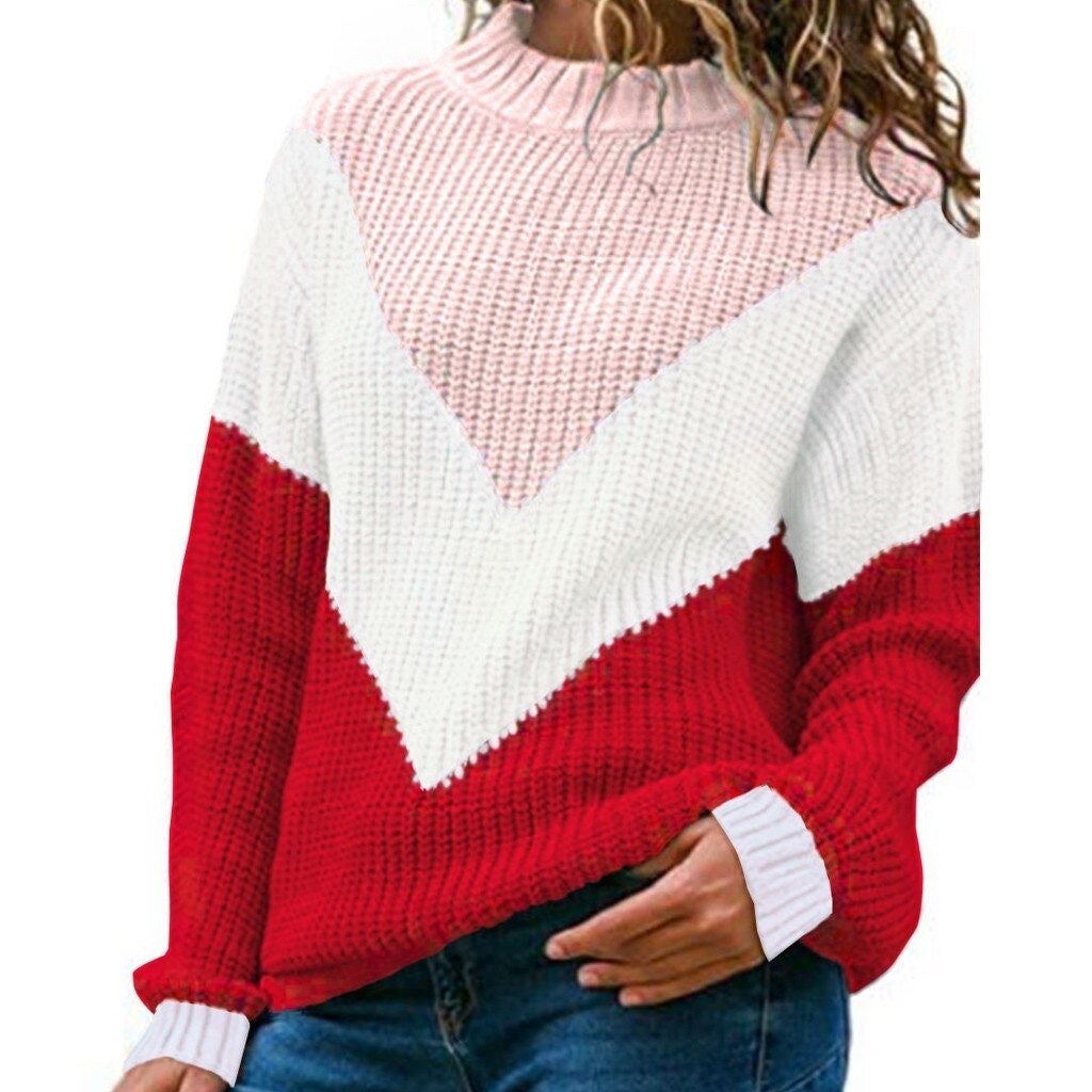 Women Sweater Autumn Sweater Knitted Sweater Oversized Pullover Striped Sweater Sweater Crop Top Knit Jumper