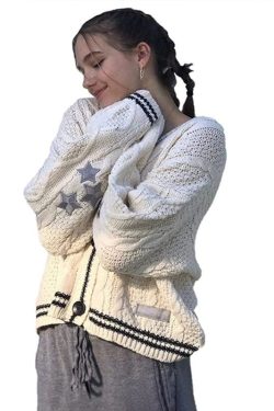 Women Sweater Folklore Cardigan Taylorswift Sweatshirt Star Cardigan White Cardigan Autumn Sweater Holiday Cardigan