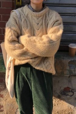 Women Sweater Korean Fashion Grandpa Sweater Oversized Sweater Knitted Sweater Chunky Sweater Women's Clothing