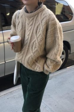 Women Sweater Korean Fashion Grandpa Sweater Oversized Sweater Knitted Sweater Chunky Sweater Women's Clothing