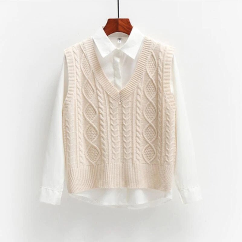Women Sweater Sleeveless Sweater Mini Sweater Pullover Tops Outerwear Sweater Ladies V Neck Sweater