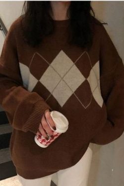 Women Sweater Vintage Sweater Casual Knitted Sweater Dark Academia Sweater Harajuku Sweatshirt Y2k Pullover Sweater