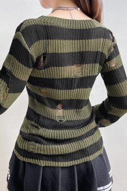 Women Tops O Neck Top Long Sleeve Sweater Pullover Sweater Vintage Sweater Stripe Sweater Sweater Vest