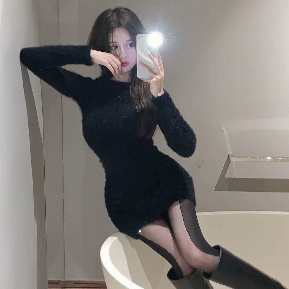 Women Winter Clothes Evening Dresses Bodycon Long Sleeve Backless Night Club Knit Elegant Sweaters Sexy Dress