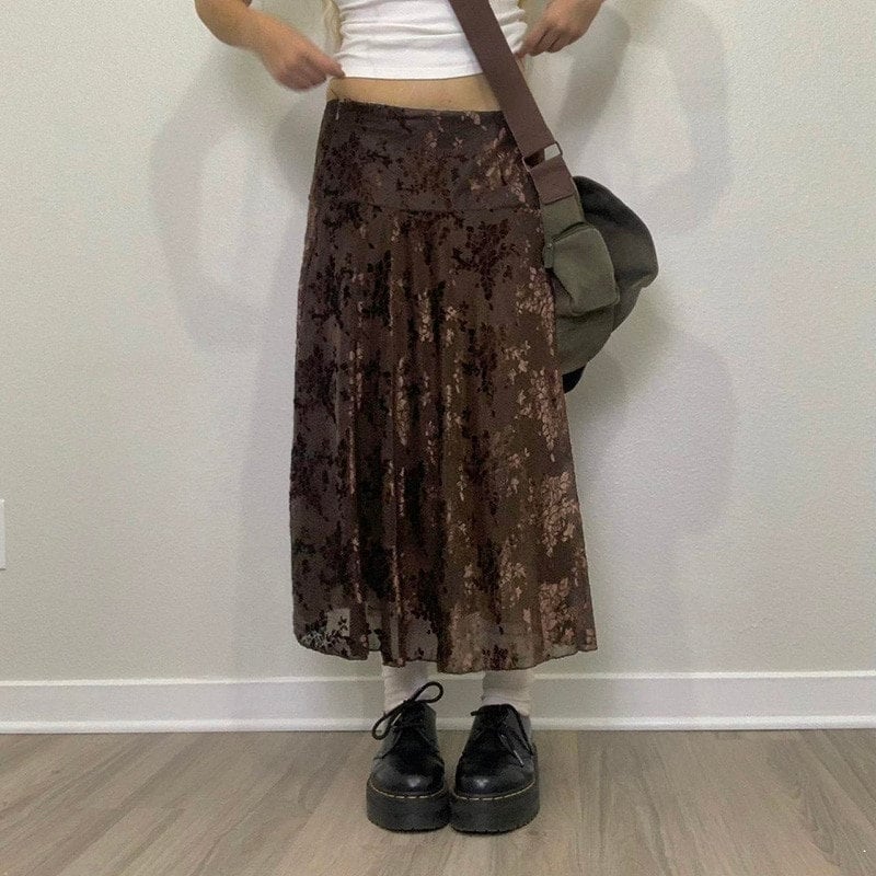 Wool Maxi Long Skirt Fairy Grunge Y2k Clothing A Line Midi Gothic Skirts