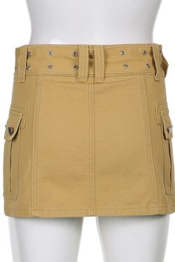 Y2k Belt & Short Underneath Designed High Waisted Sexy Mini Pencil Cargo Skirt Streetwear Summerwear Korean Lolita 90s Vintage