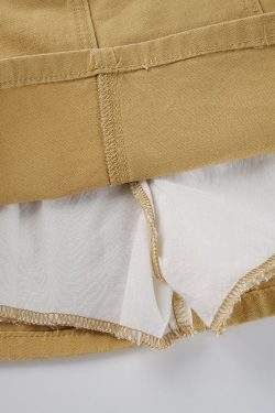Y2k Belt & Short Underneath Designed High Waisted Sexy Mini Pencil Cargo Skirt Streetwear Summerwear Korean Lolita 90s Vintage