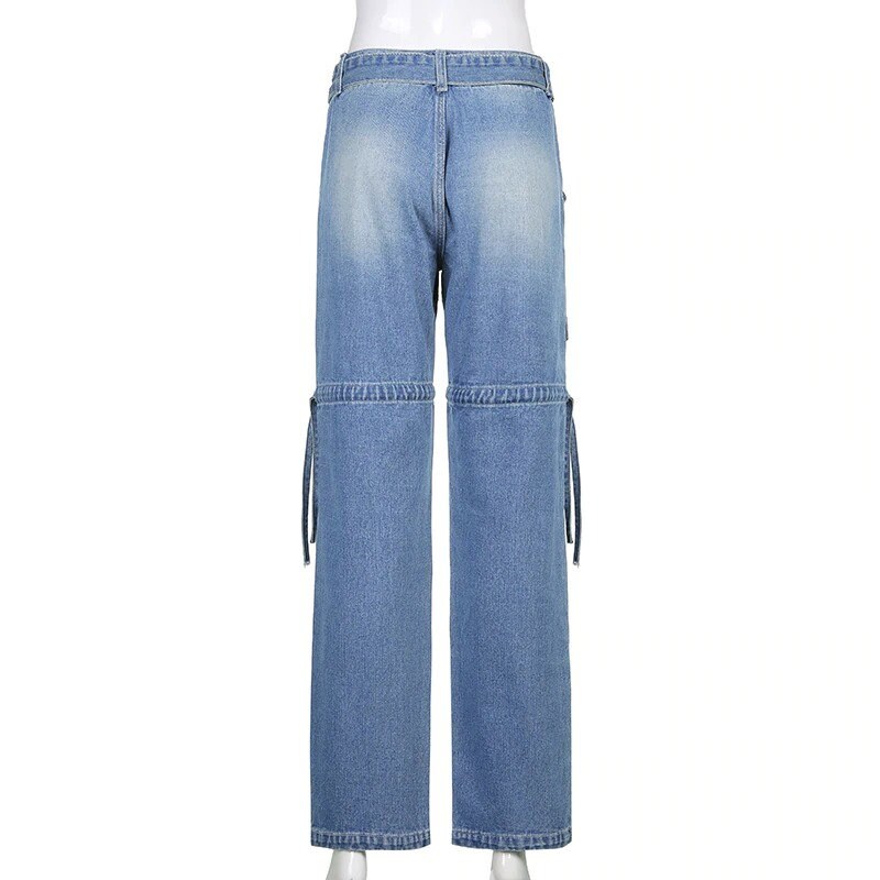 Y2k Blue Jeans Low Waisted Sexy Skinny Denim Cargo Pants Vintage Streetwear Harajuku Korean Lolita Retro Elegant