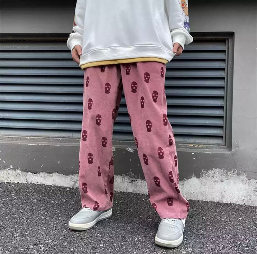 Y2k Corduroy Pants Vintage Preppy High Waisted Sweatpants Drawstring Hip Hop Baggy Casual Loose Trousers Retro 90s Clothing