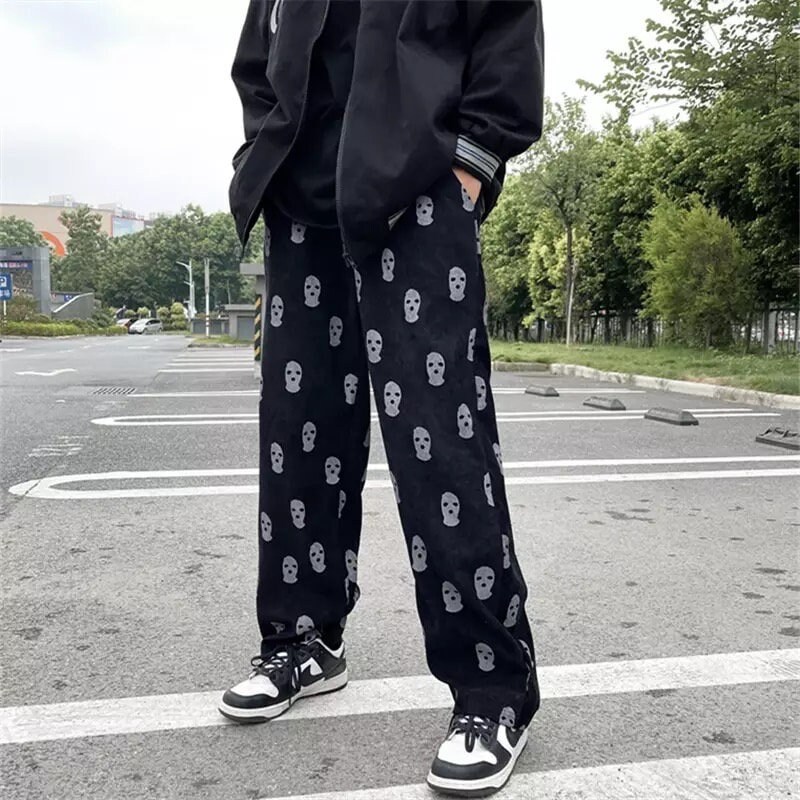 Y2k Corduroy Pants Vintage Preppy High Waisted Sweatpants Drawstring Hip Hop Baggy Casual Loose Trousers Retro 90s Clothing