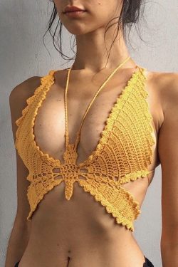 Y2k Crochet Butterfly Festival Top Trendy Streetwear Aesthetic