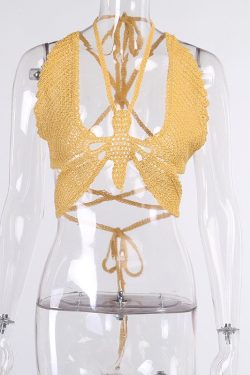 Y2k Crochet Butterfly Festival Top Trendy Streetwear Aesthetic