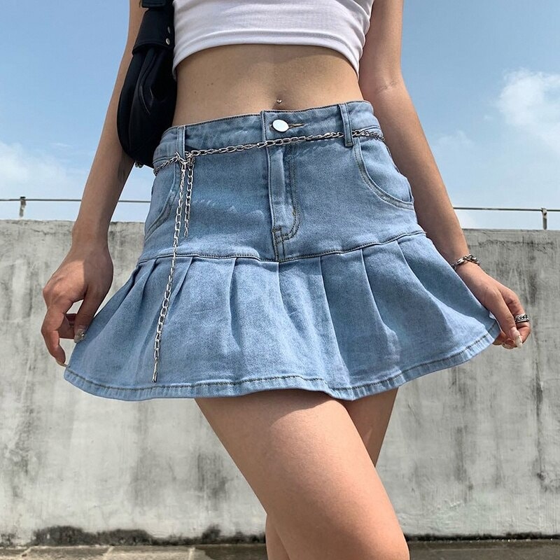 Y2k Denim High Waisted Sexy Mini Summer Short Underneath Skirt Summerwear Partyweaar Ravewear Festivalwear Harajuku Style