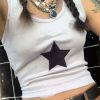 Y2k E Girl Grunge Crop Tops Summer Fit Vest Star Embroidery Scoop Neck Sleeveless Casual Tank Tops Vintage Croptop Retro
