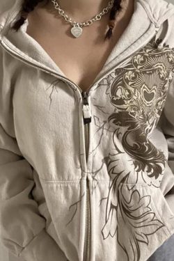 Y2k Fairy Grunge Sweatshirt 2000s Aesthetic Graphic Long Sleeve Tops With Pockets Vintage Coat Y2k Women Hoodie Streetwear Retro