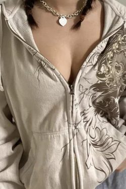 Y2k Fairy Grunge Sweatshirt 2000s Aesthetic Graphic Long Sleeve Tops With Pockets Vintage Coat Y2k Women Hoodie Streetwear Retro